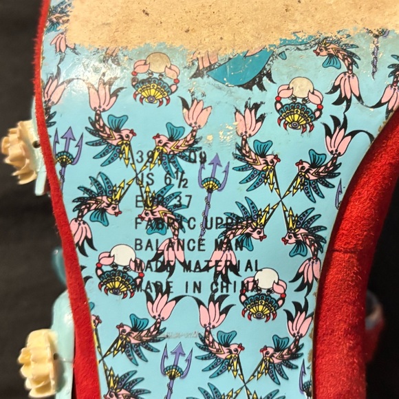 Irregular Choice Red and Blue Floral Heels - Picture 6 of 12